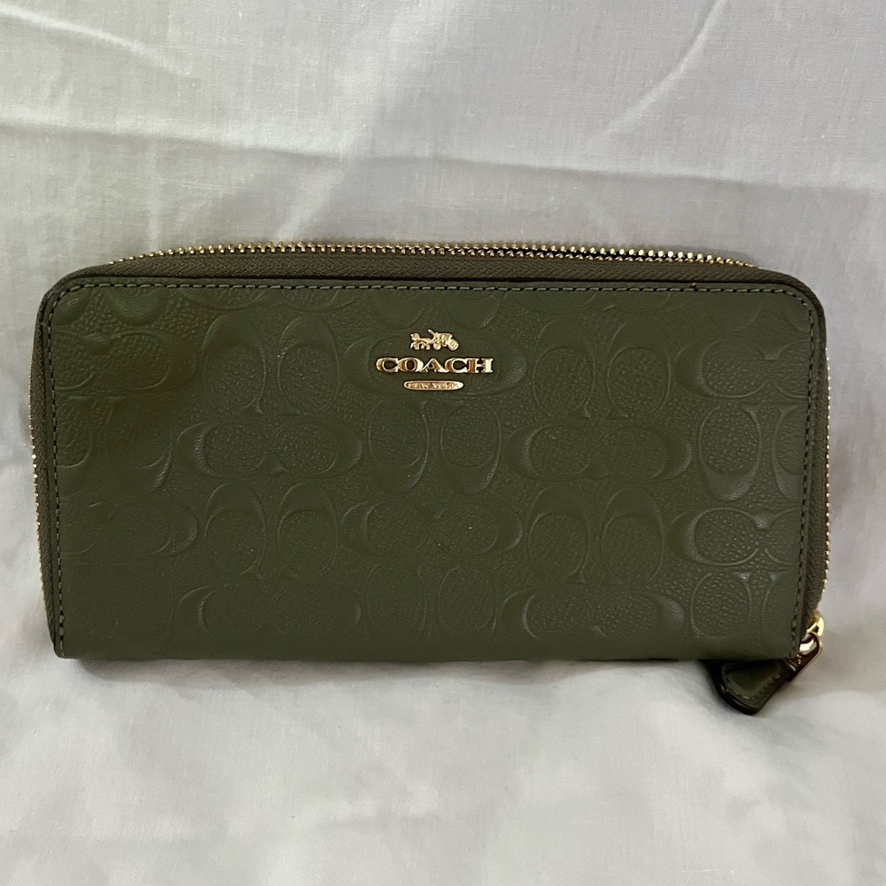 Coach Green Leather Signature Wallet
